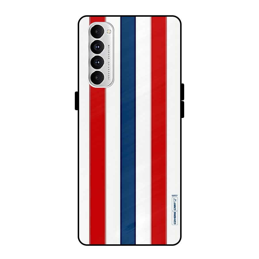 Tricolor Stripes Metal Back Case for Oppo Reno4 Pro