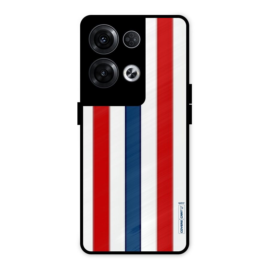Tricolor Stripes Metal Back Case for Oppo Reno8 Pro 5G