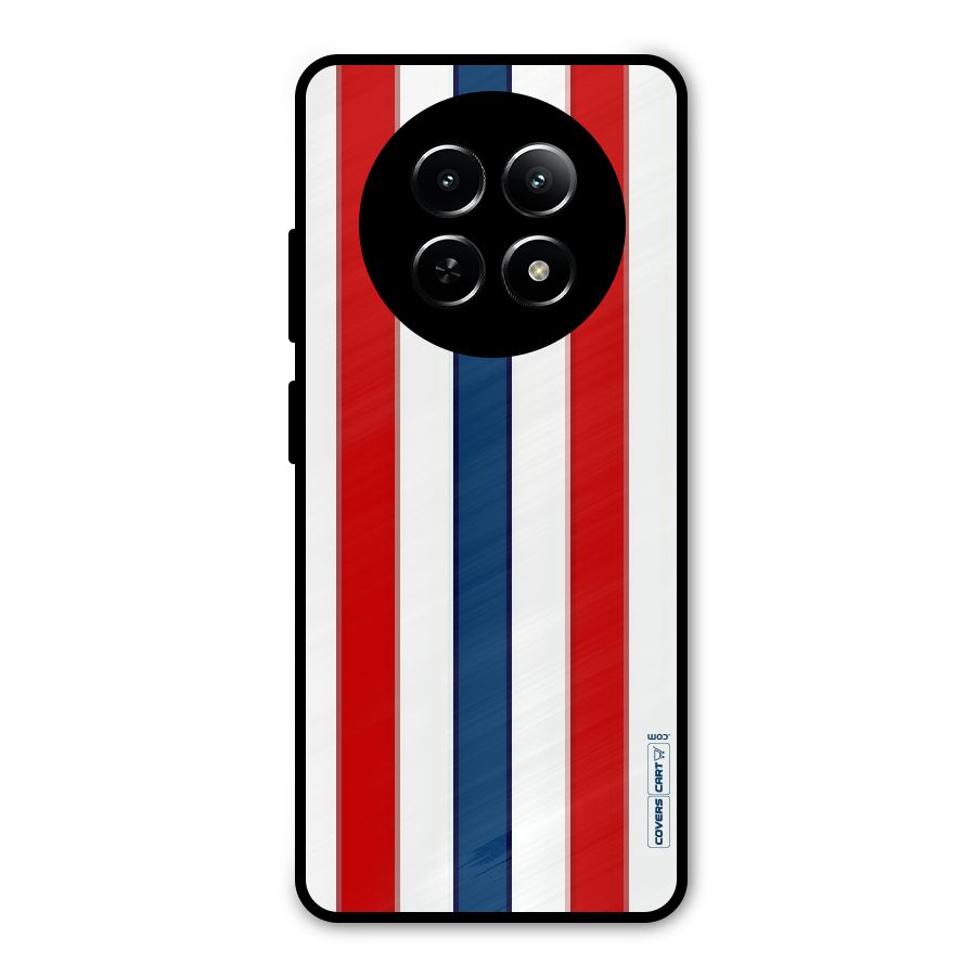 Tricolor Stripes Metal Back Case for Realme Narzo 70x 5G