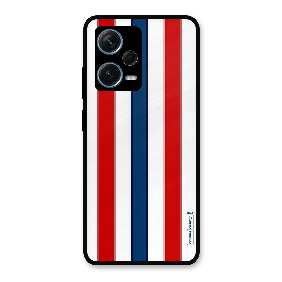 Tricolor Stripes Metal Back Case for Redmi Note 12 Pro Plus 5G