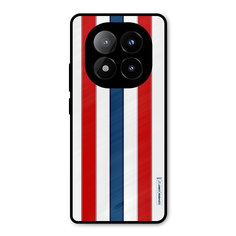 Tricolor Stripes Metal Back Case for Redmi Note 14 Pro Plus 5G