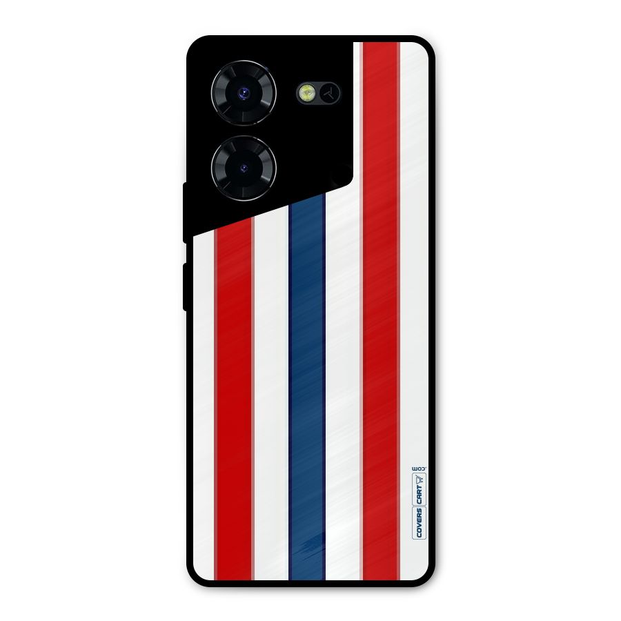 Tricolor Stripes Metal Back Case for Tecno Pova 5 Pro 5G