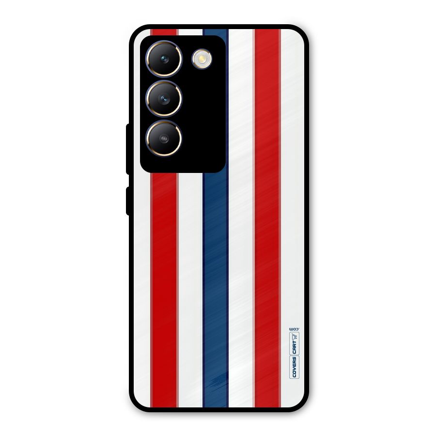 Tricolor Stripes Metal Back Case for Vivo T3 5G