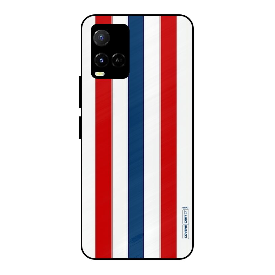 Tricolor Stripes Metal Back Case for Vivo Y33s