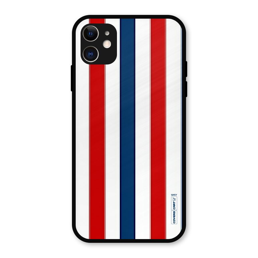 Tricolor Stripes Metal Back Case for iPhone 11