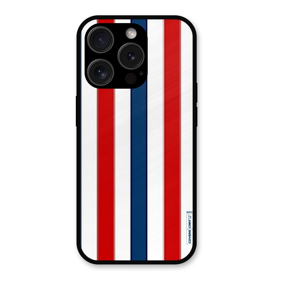 Tricolor Stripes Metal Back Case for iPhone 15 Pro