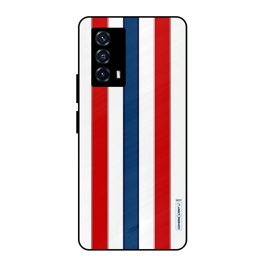 Tricolor Stripes Metal Back Case for iQOO Z5