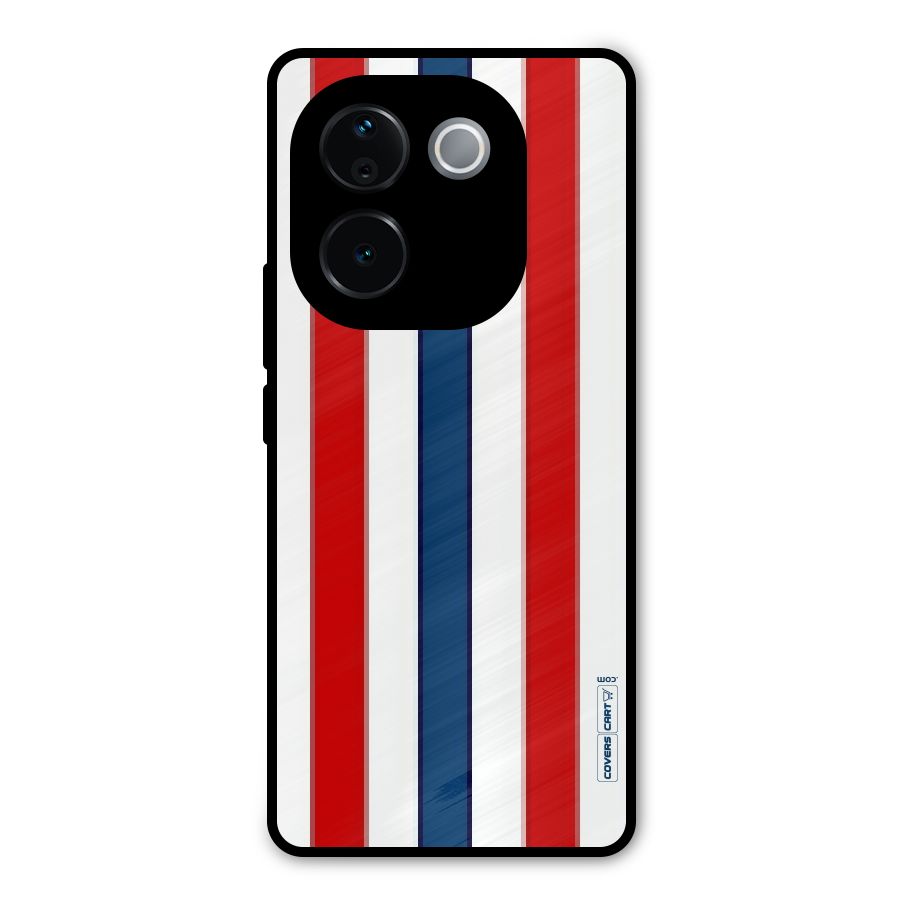 Tricolor Stripes Metal Back Case for iQOO Z9s Pro