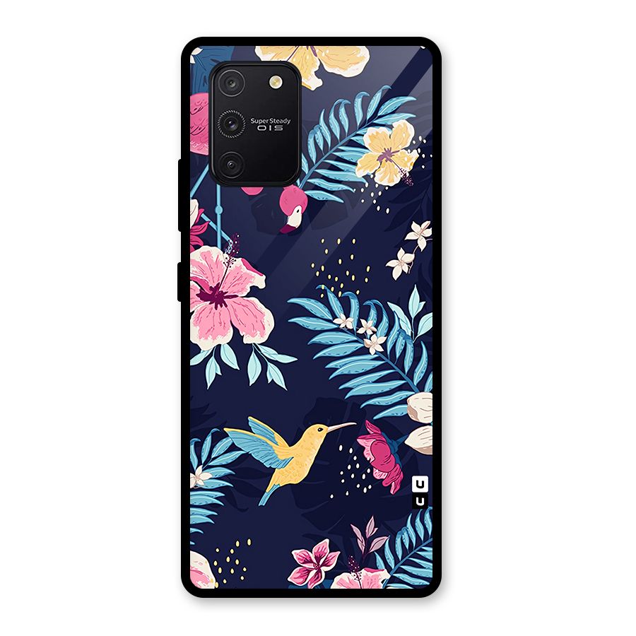 Tropical Flamingo Pattern Glass Back Case for Galaxy S10 Lite