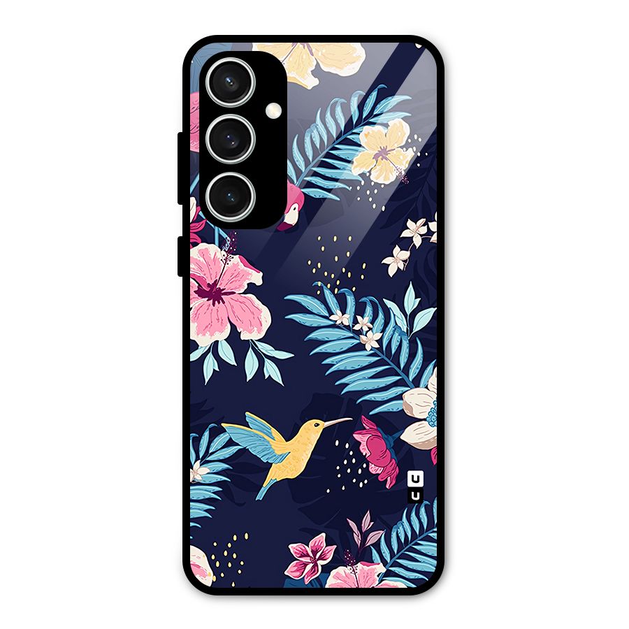 Tropical Flamingo Pattern Glass Back Case for Galaxy S23 FE