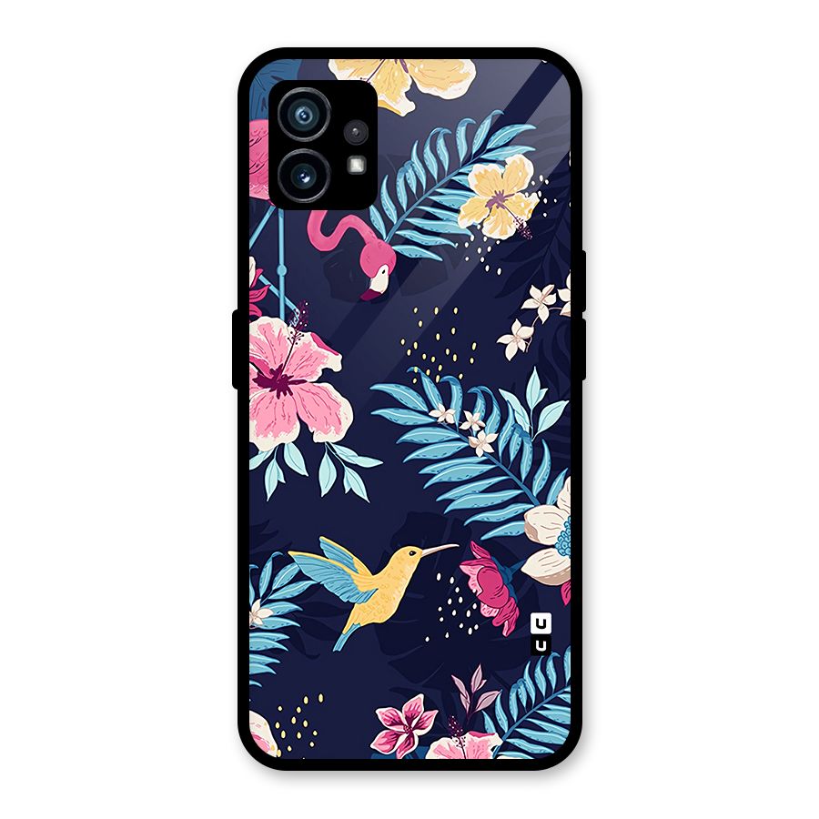 Tropical Flamingo Pattern Glass Back Case for Nothing Phone 1