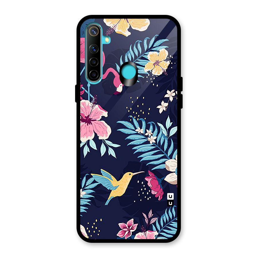 Tropical Flamingo Pattern Glass Back Case for Realme 5i