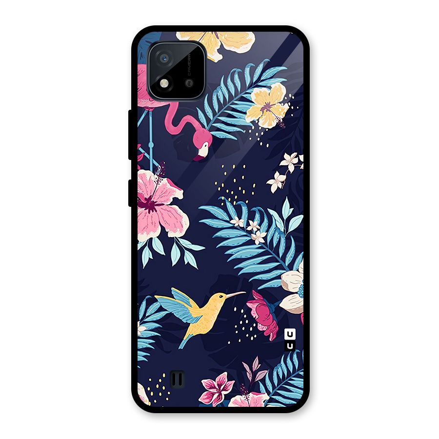Tropical Flamingo Pattern Glass Back Case for Realme C11 2021