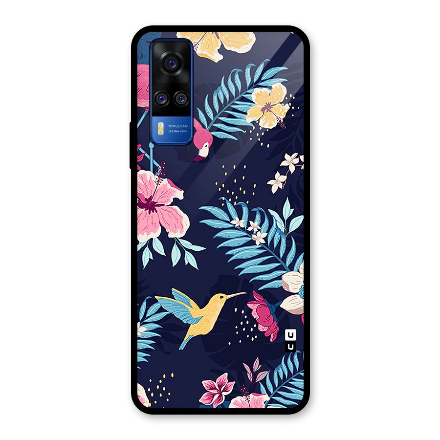 Tropical Flamingo Pattern Glass Back Case for Vivo Y31