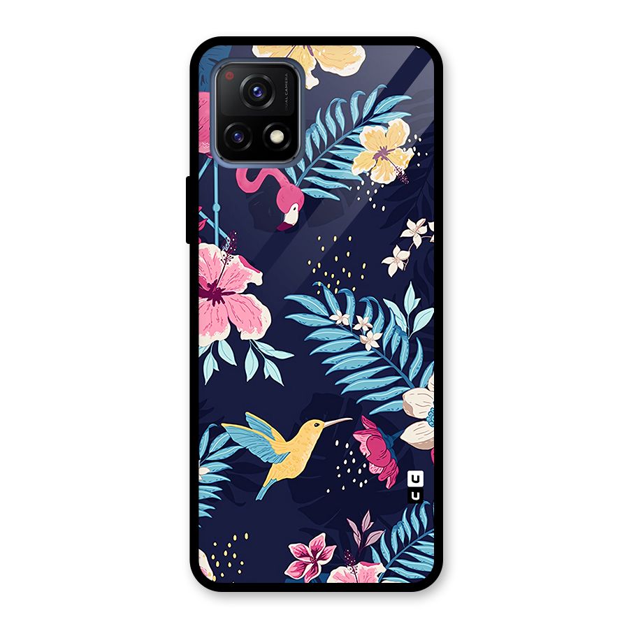 Tropical Flamingo Pattern Glass Back Case for Vivo Y72 5G