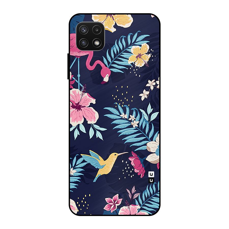 Tropical Flamingo Pattern Metal Back Case for Galaxy A22 5G