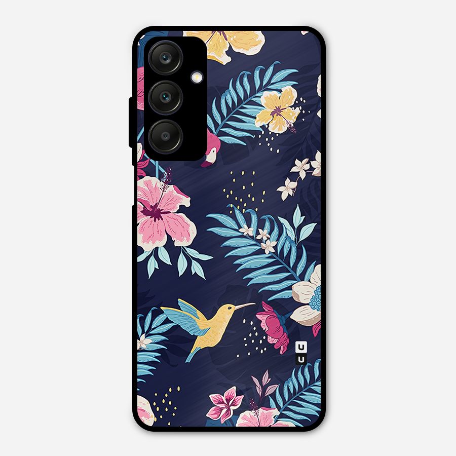 Tropical Flamingo Pattern Metal Back Case for Galaxy A25 5G