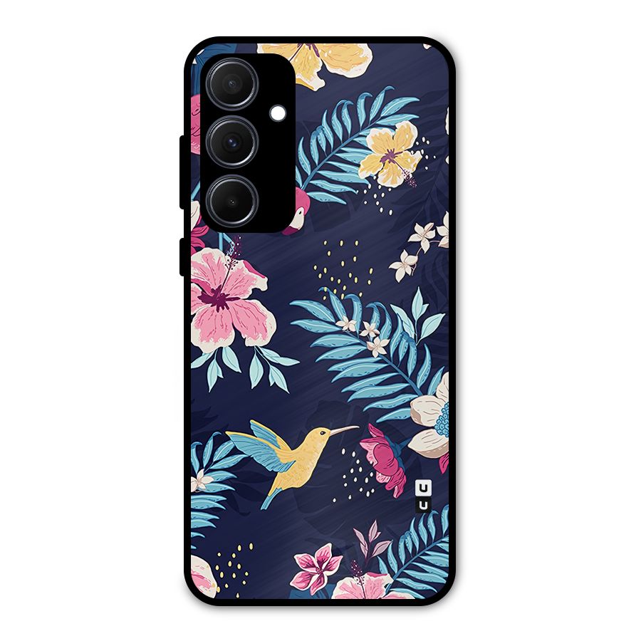 Tropical Flamingo Pattern Metal Back Case for Galaxy A35
