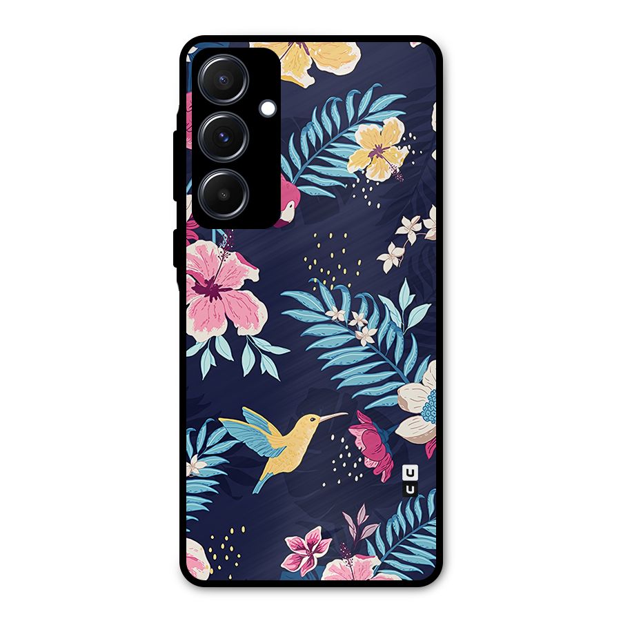 Tropical Flamingo Pattern Metal Back Case for Galaxy A55