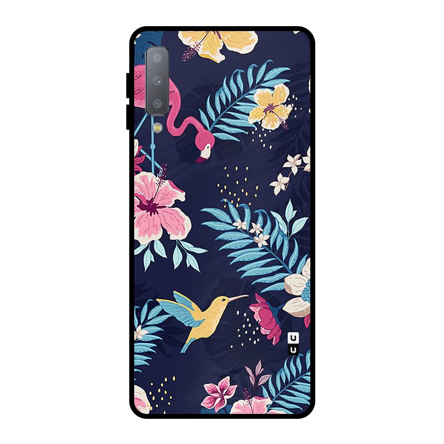 Tropical Flamingo Pattern Metal Back Case for Galaxy A7 (2018)