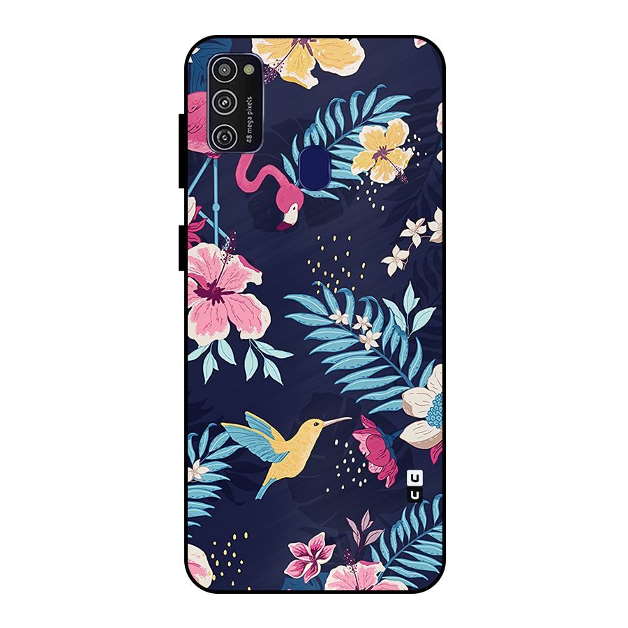 Tropical Flamingo Pattern Metal Back Case for Galaxy M30s