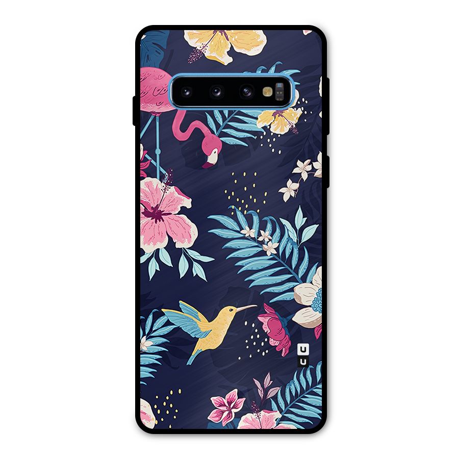 Tropical Flamingo Pattern Metal Back Case for Galaxy S10