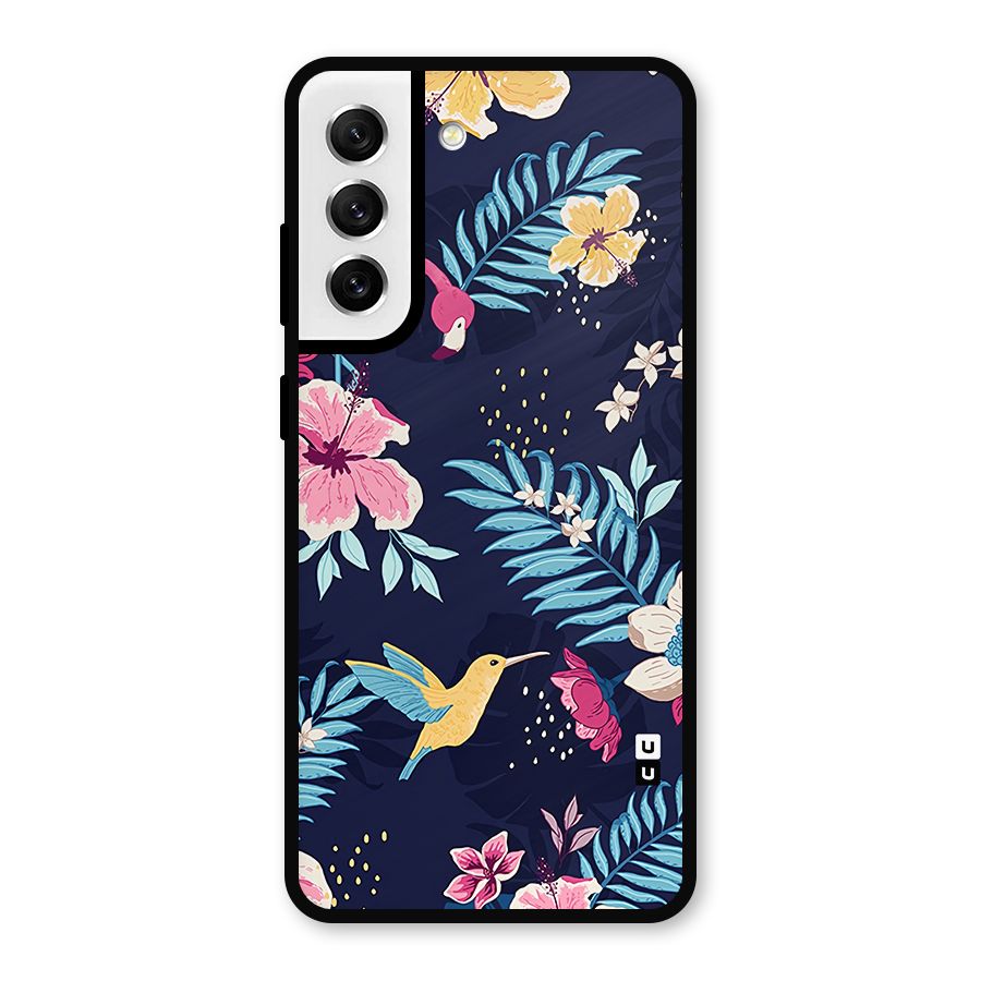 Tropical Flamingo Pattern Metal Back Case for Galaxy S21 FE 5G