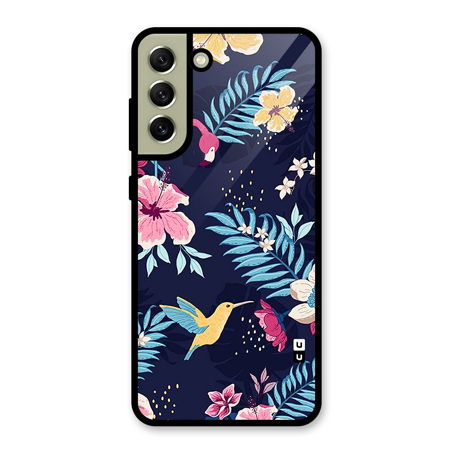 Tropical Flamingo Pattern Metal Back Case for Galaxy S21 FE 5G (2023)