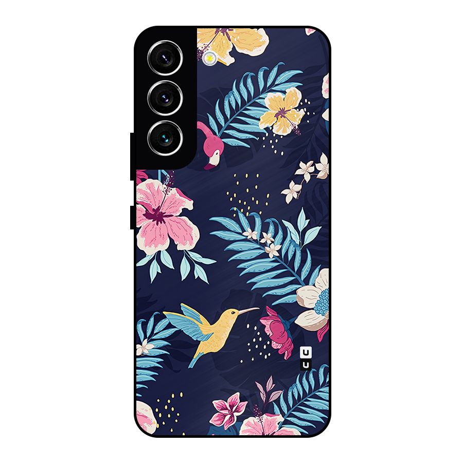 Tropical Flamingo Pattern Metal Back Case for Galaxy S22 5G