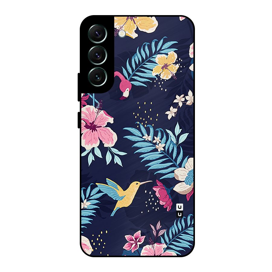 Tropical Flamingo Pattern Metal Back Case for Galaxy S22 Plus 5G