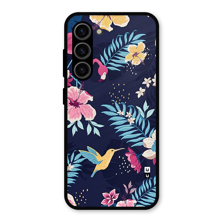 Tropical Flamingo Pattern Metal Back Case for Galaxy S23