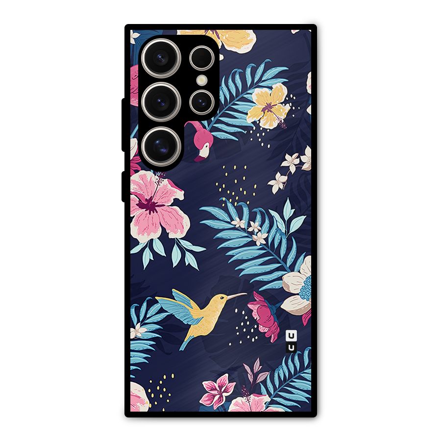 Tropical Flamingo Pattern Metal Back Case for Galaxy S24 Ultra