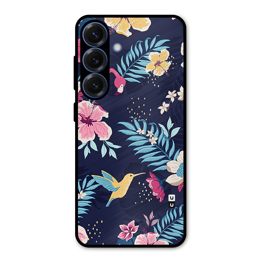 Tropical Flamingo Pattern Metal Back Case for Galaxy S25