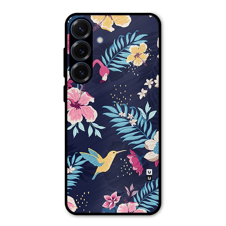 Tropical Flamingo Pattern Metal Back Case for Galaxy S25 Plus
