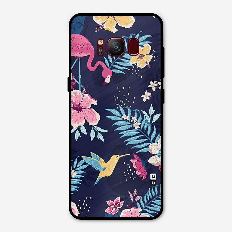 Tropical Flamingo Pattern Metal Back Case for Galaxy S8