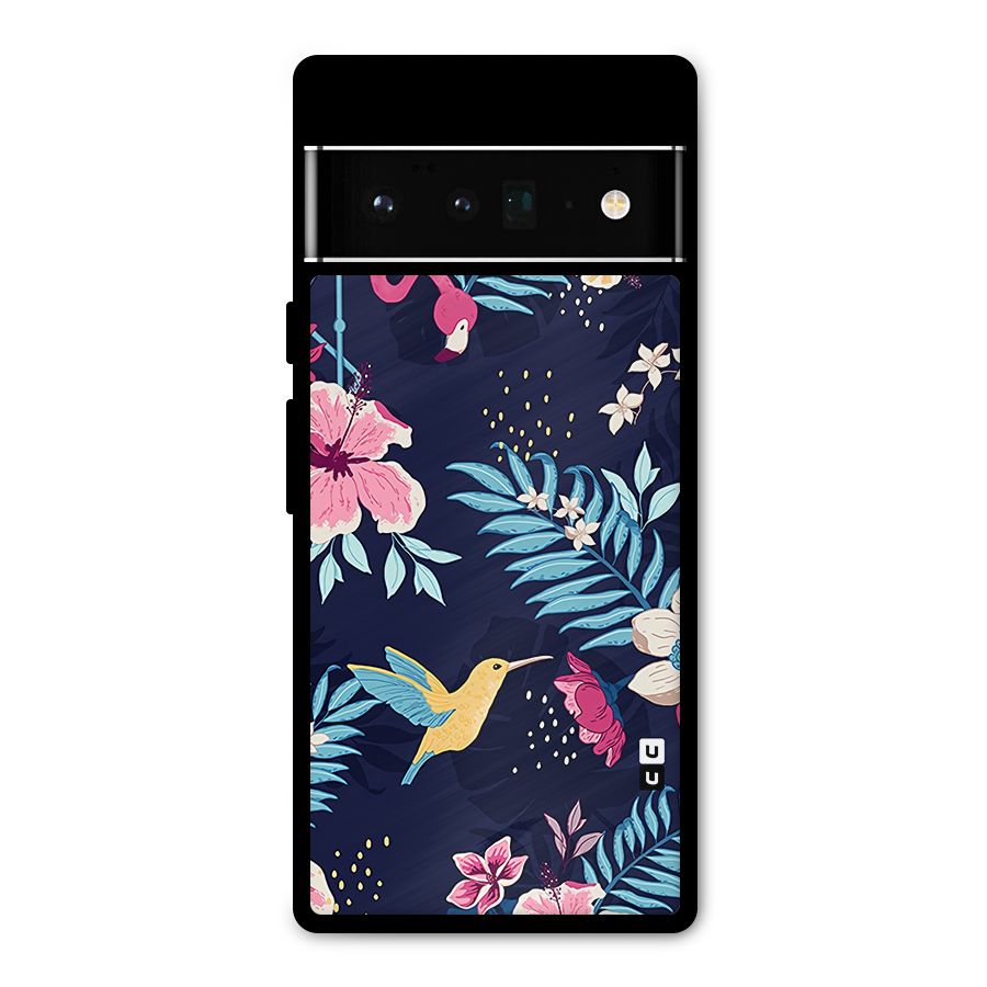 Tropical Flamingo Pattern Metal Back Case for Google Pixel 6 Pro