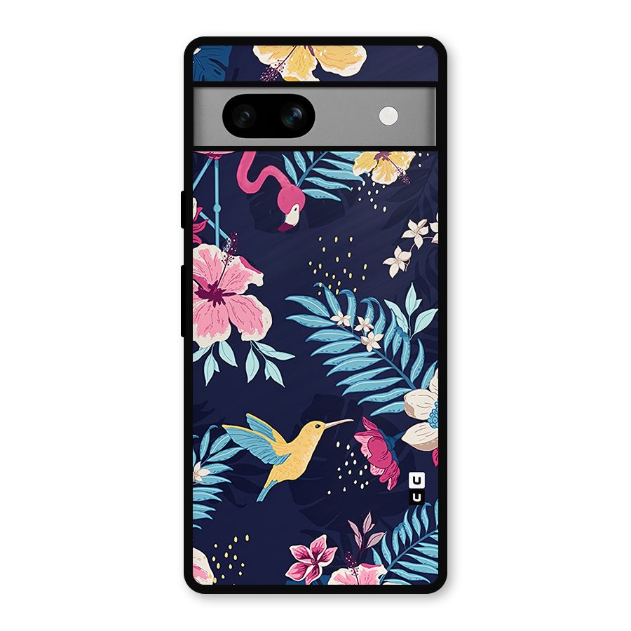 Tropical Flamingo Pattern Metal Back Case for Google Pixel 7a