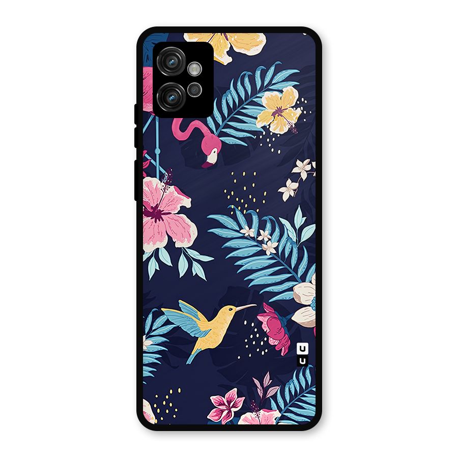 Tropical Flamingo Pattern Metal Back Case for Moto G32