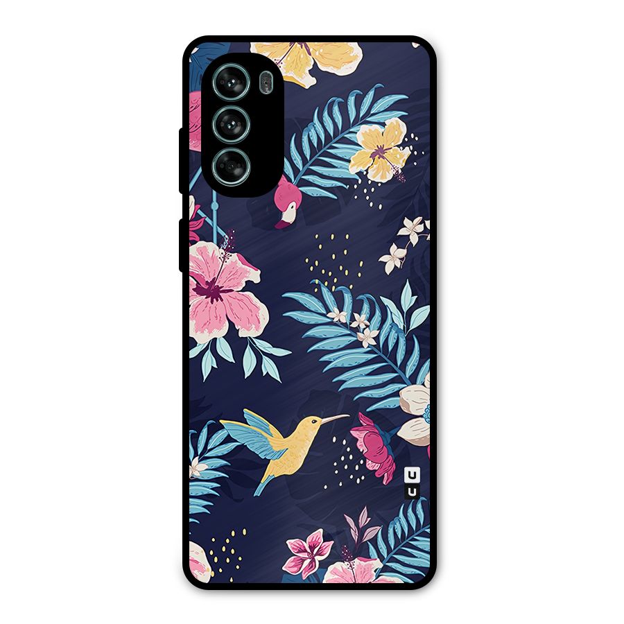Tropical Flamingo Pattern Metal Back Case for Moto G62