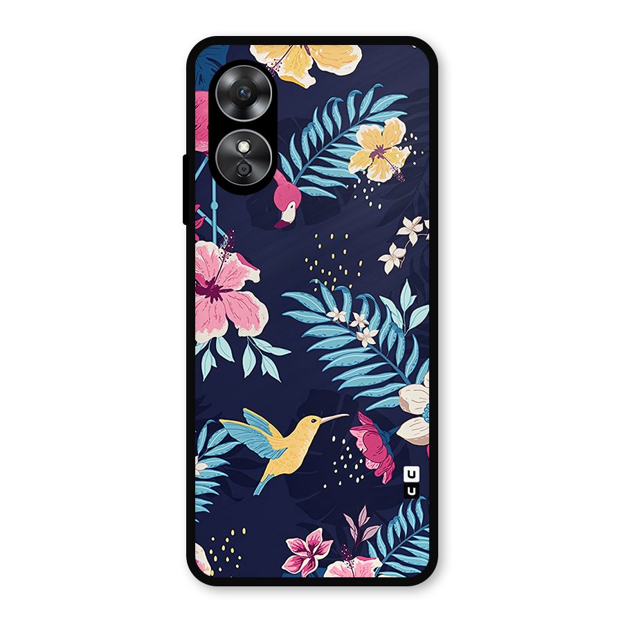 Tropical Flamingo Pattern Metal Back Case for Oppo A17