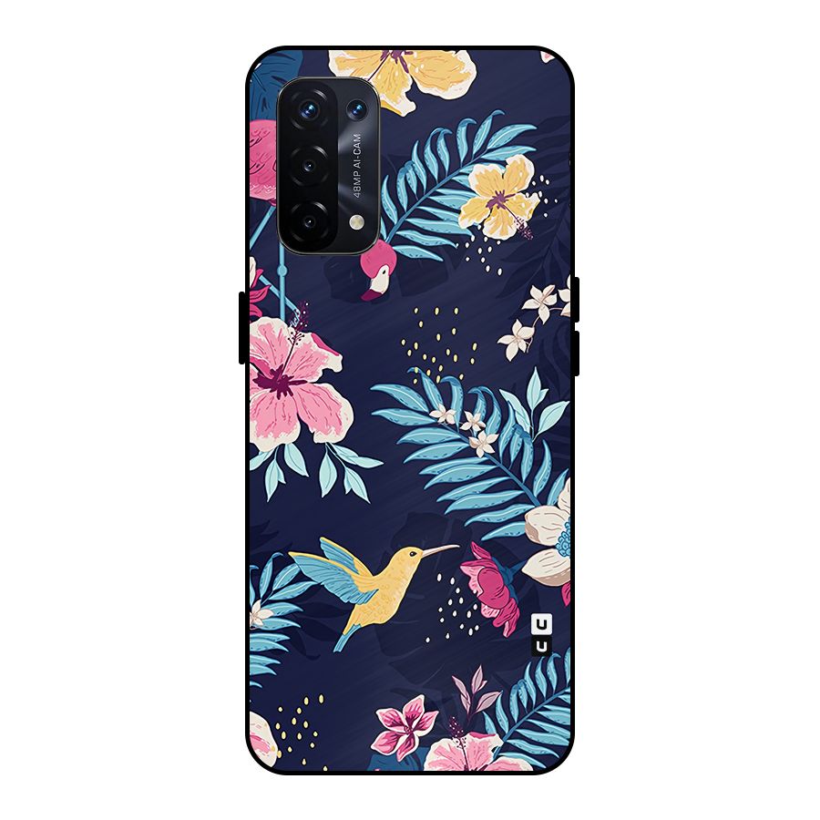 Tropical Flamingo Pattern Metal Back Case for Oppo A74 5G
