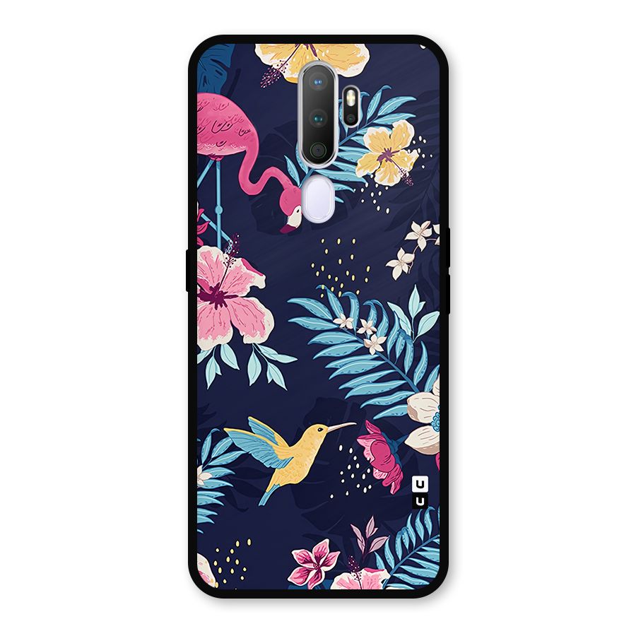 Tropical Flamingo Pattern Metal Back Case for Oppo A9 (2020)