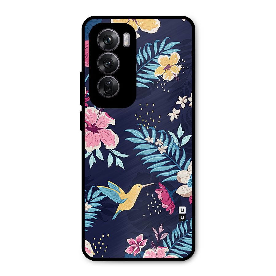 Tropical Flamingo Pattern Metal Back Case for Oppo Reno12 Pro
