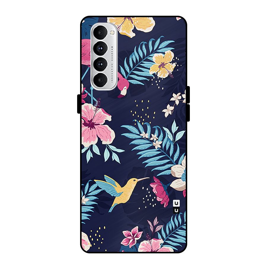 Tropical Flamingo Pattern Metal Back Case for Oppo Reno4 Pro