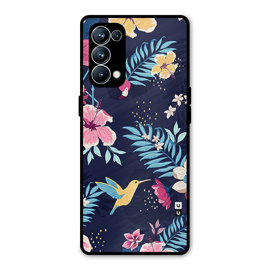 Tropical Flamingo Pattern Metal Back Case for Oppo Reno5 Pro 5G