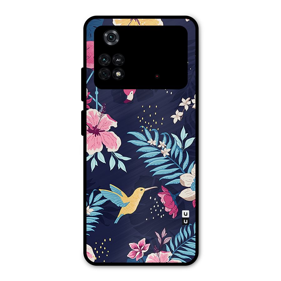 Tropical Flamingo Pattern Metal Back Case for Poco M4 Pro 4G