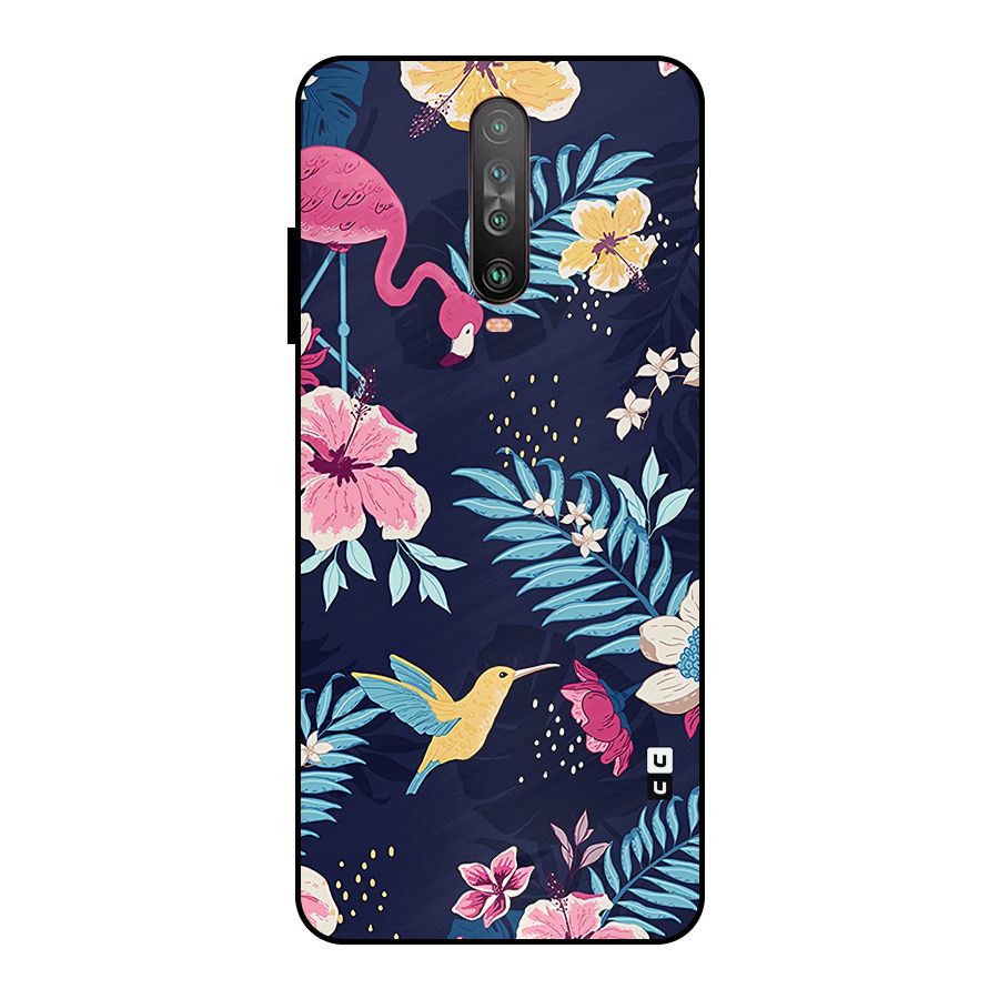 Tropical Flamingo Pattern Metal Back Case for Poco X2