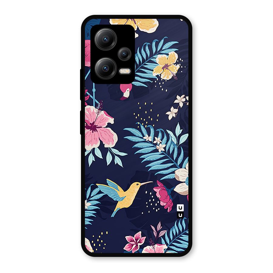 Tropical Flamingo Pattern Metal Back Case for Poco X5