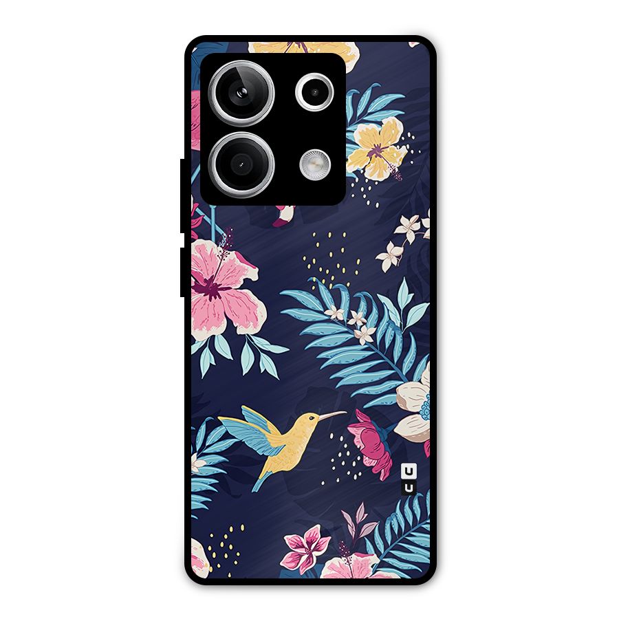 Tropical Flamingo Pattern Metal Back Case for Redmi Note 13 5G