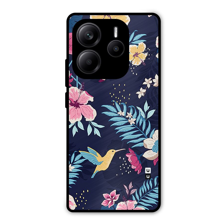 Tropical Flamingo Pattern Metal Back Case for Redmi Note 14 5G